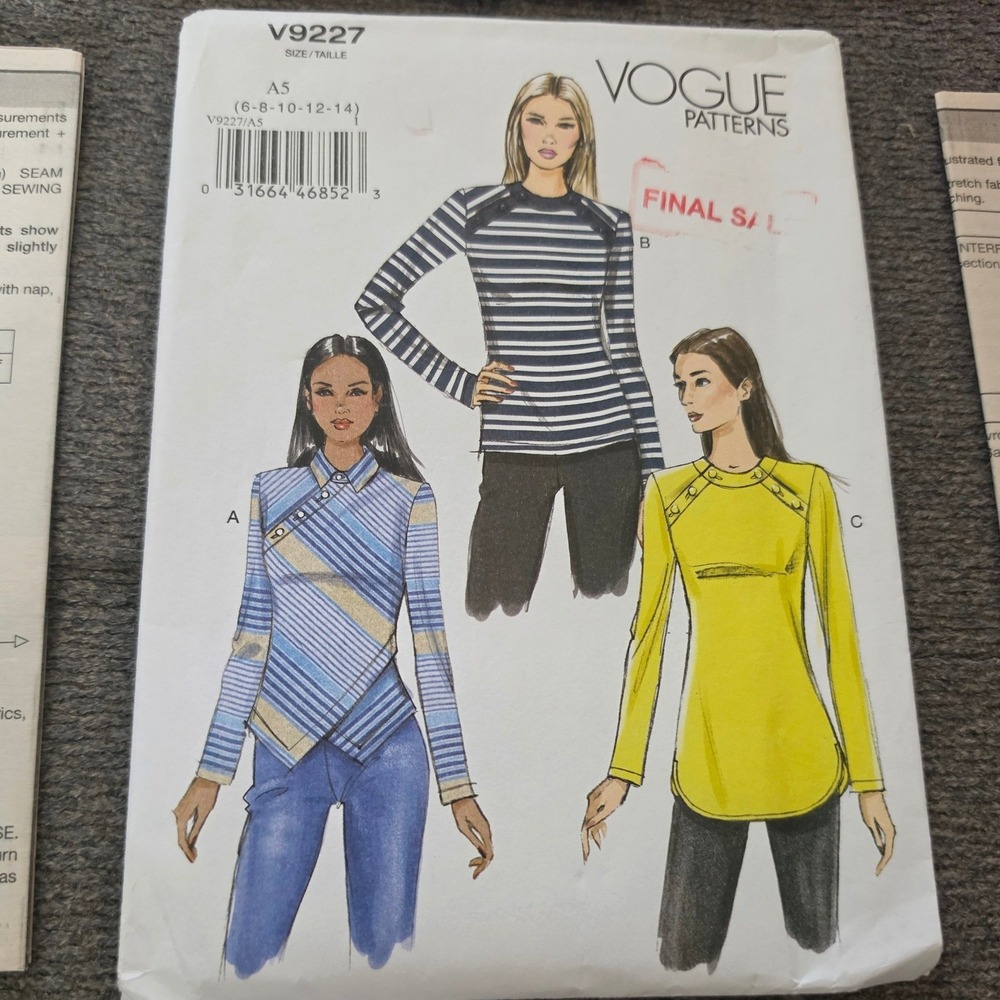 RARE Out of Print Vogue V9227 Sewing Pattern, Misses Avant-Garde Asymmetrical
